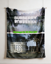 Burberry TB Monogram Outdoor Scene Flannel Sofa Throw Blanket B190